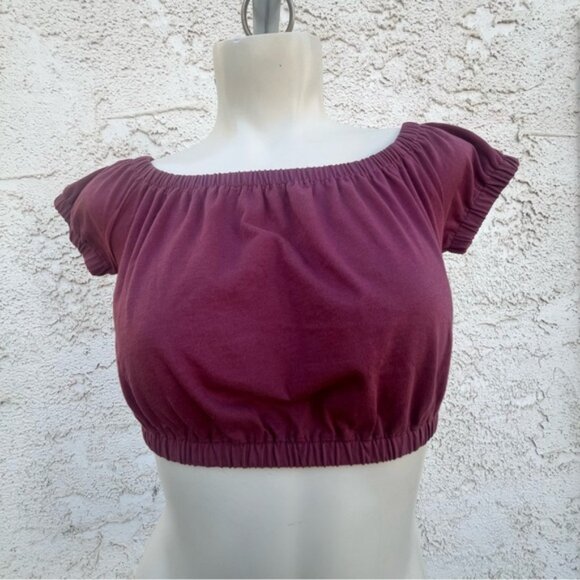 Aritzia Wilfred Adelisa Off Shoulder Mauve Crop Top X-Small - Picture 3 of 10